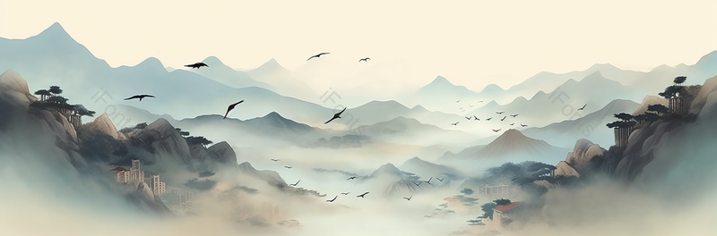 中式横幅山水客厅装饰画背景,插画/手绘图,插画/手绘图库,插画/手绘图下载,插画/手绘